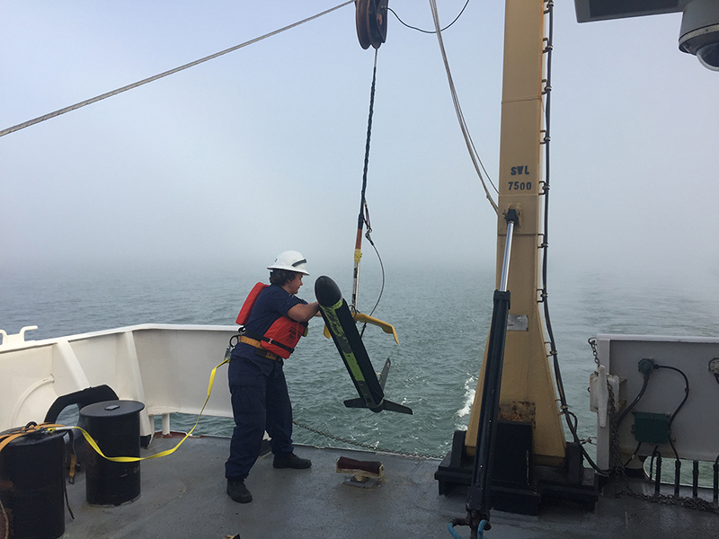 Side scan sonar deployed on NOAA Ship Thomas Jefferson.