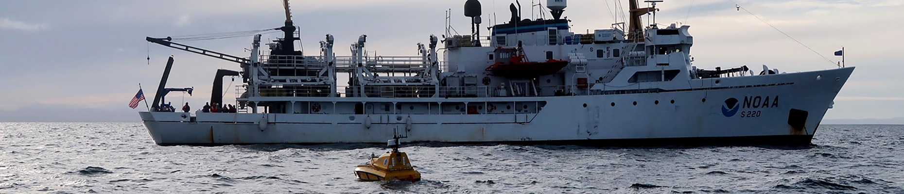 NOAA Ship Fairweather with autonomous surface vessel