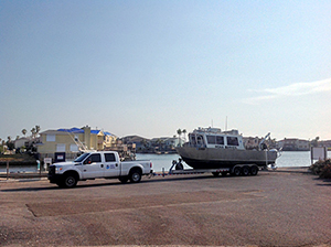 Navigation Response Team vessel on trailer.