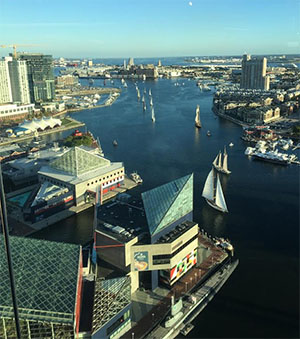 Aerial view of Baltimore Harbor.