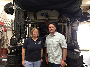 Rachel Medley and Matt Kroll on board NOAA Ship 