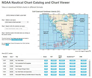 Screen shot of NOAA Nautical Chart Catalog and Viewer.
