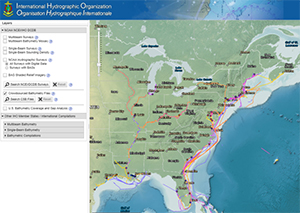 The crowdsourced bathymetry database, displayed in the IHO Data Centre for Digital Bathymetry Data Viewer.