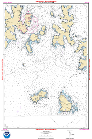 An example of a custom pdf chart generated from a sample of the new ENC data using the NOAA Custom Chart prototype tool.