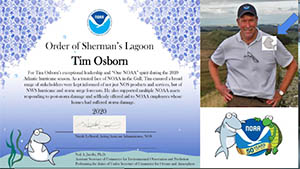 Tim Osborn's Silver Sherman Award certificate