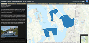 Screenshot of Hydrographic Survey Season Story Map