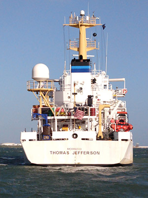 NOAA Ship Thomas Jefferson at anchor in Bahia de Guayanilla, Puerto Rico