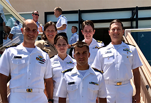 LT Ryan Wartick, Admiral Lopez, LTJG Hollis Europe, LTJG Casey Marwine, LTJG Kristin Raja, CDR John Crofts