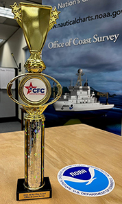 An image of the trophy awarded to the Pacific Hydrographic Branch.