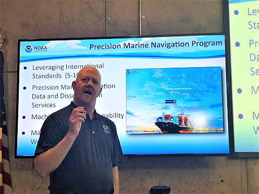 Darren Wright during his presentation at the Mariner Hazardous Weather Workshop held at the National Hurricane Center.