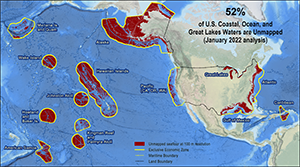 Image showing the distribution and extent of the unmapped areas within U.S. ocean, coastal, and Great Lakes waters.
