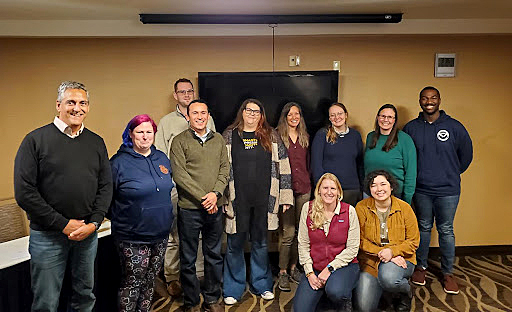 Instructors and students of the 40-hour NOVA/NACP class in Seattle, Washington, January 2023. Back row: Harrison Bruce (NOAA). Middle row: Felix Munoz (NOAA’s WVPR), Deborah Rose (NOAA), Alejandro Palacios (NOVA Instructor), Samantha Hinchey (NOVA Instructor), Jessica Murphy (NOAA), Sophia Adams (NOAA), Melissa Trede (NOAA), Carrington Conerly (NOAA). Front row: Laura Rock (NOAA), Miya Pavlock (NOAA)