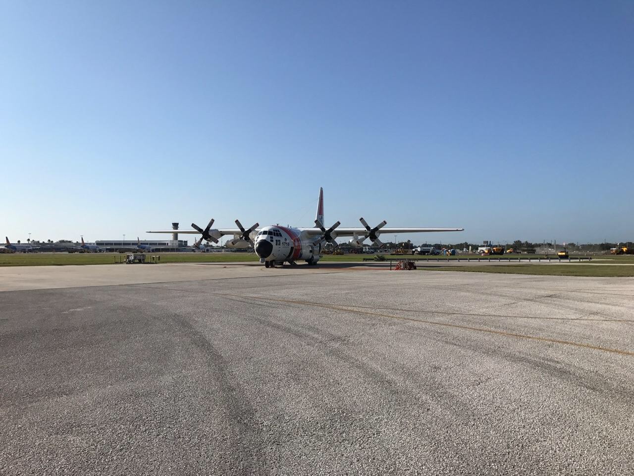 NOAA loads the MIST kit and crew on board the USCG C-130 aircraft at Naval Air Station Jacksonville.