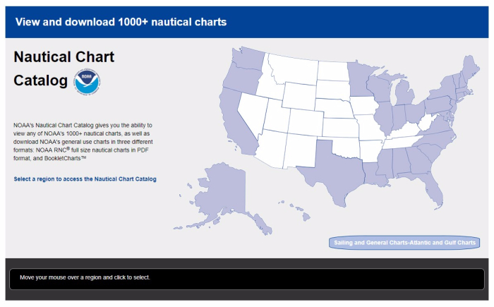 Nautical chart catalog webpage.