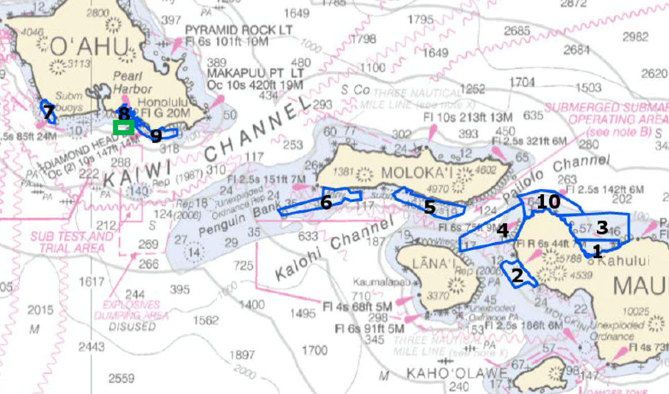 Map of planned survey areas. Numbers indicate survey priority.