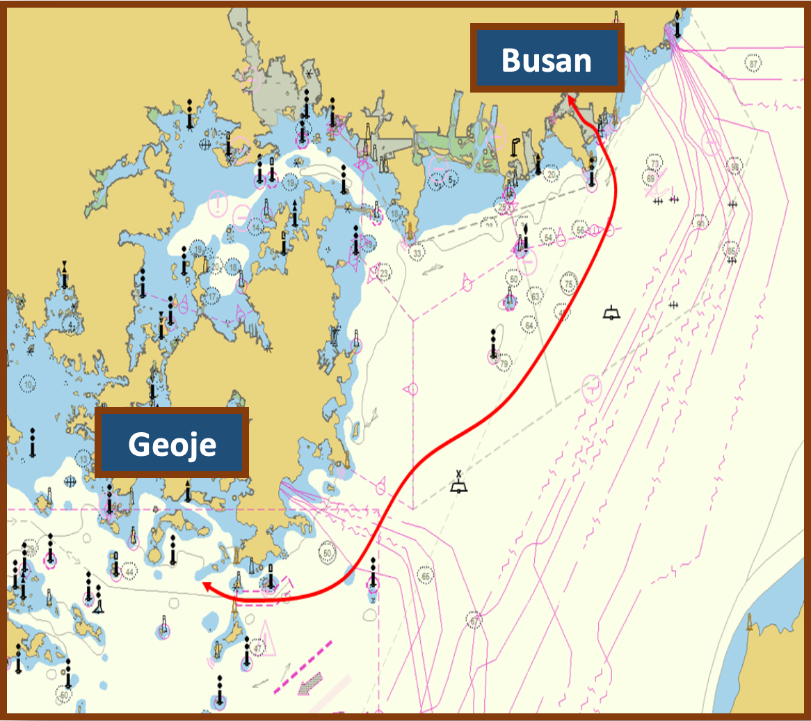 Map displaying the ship's route.