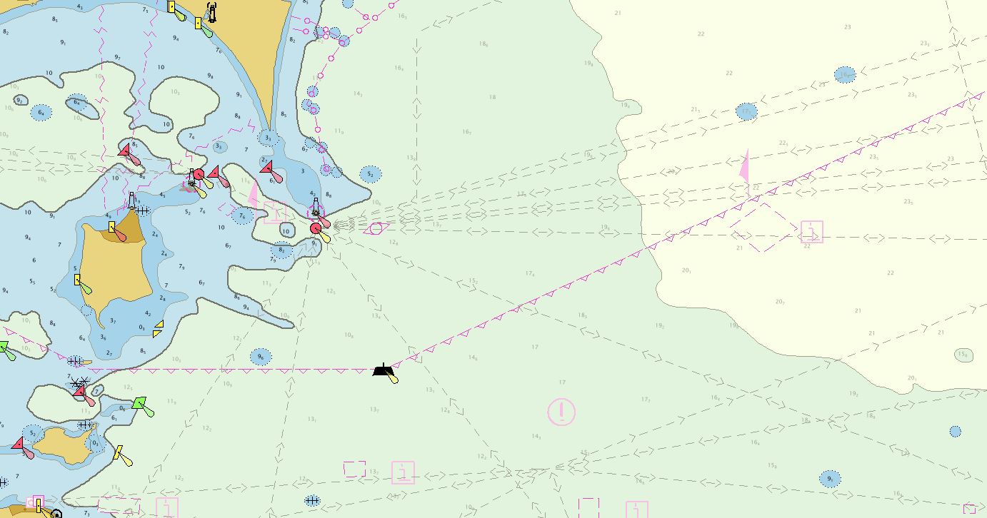 Screenshot of an ENC for the Pelee Passage Southeast Shoal.