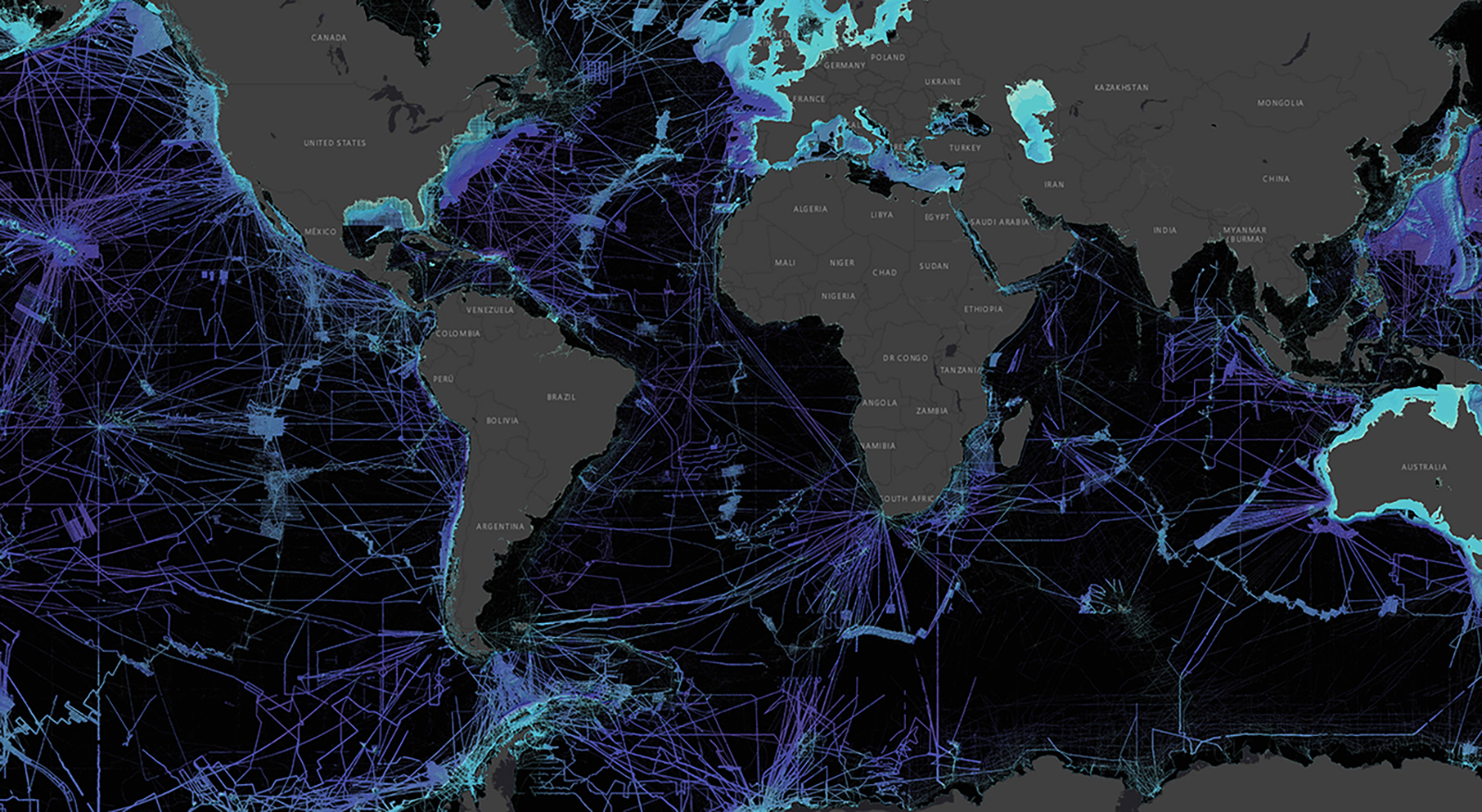 A global view of mapped and unmapped portions of the world ocean.