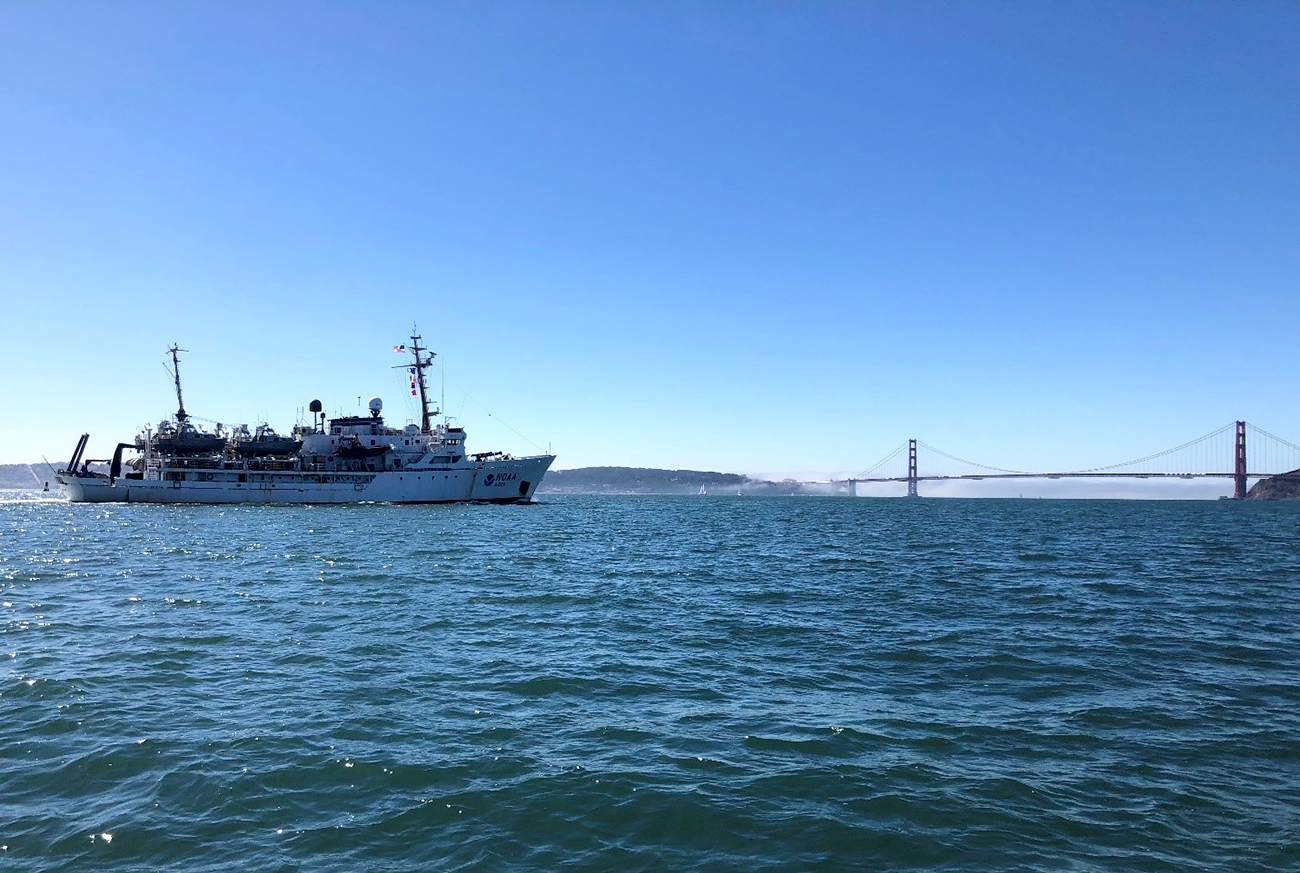 Image showing NOAA Ship Fairweather turning towards the Golden Gate at the end of the project.