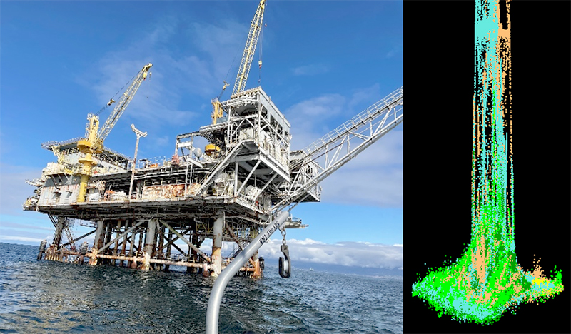 An image showing an oil platform above and below the surface.