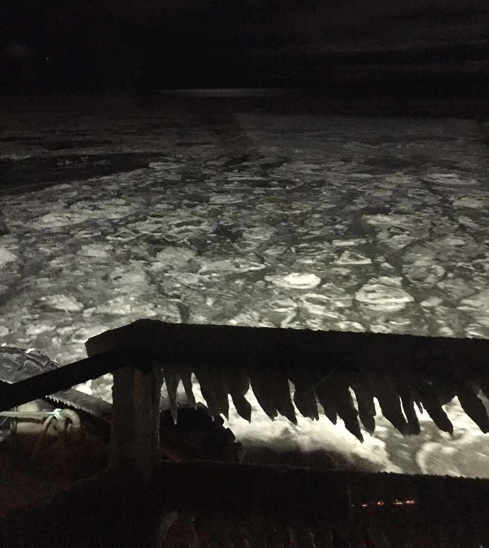 Surveying in the ice in Cook Inlet.