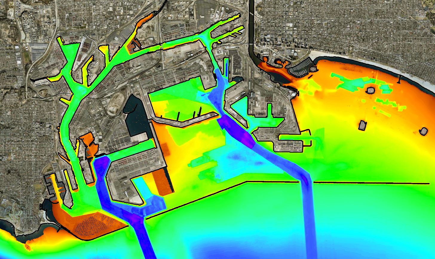 National bathymetry for Port of Los Angeles and Long Beach.