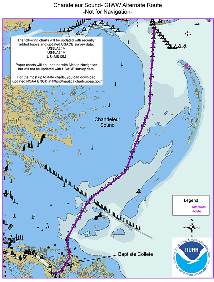 Nautical Charts Reflect Alternate Route Along Gulf Intracoastal