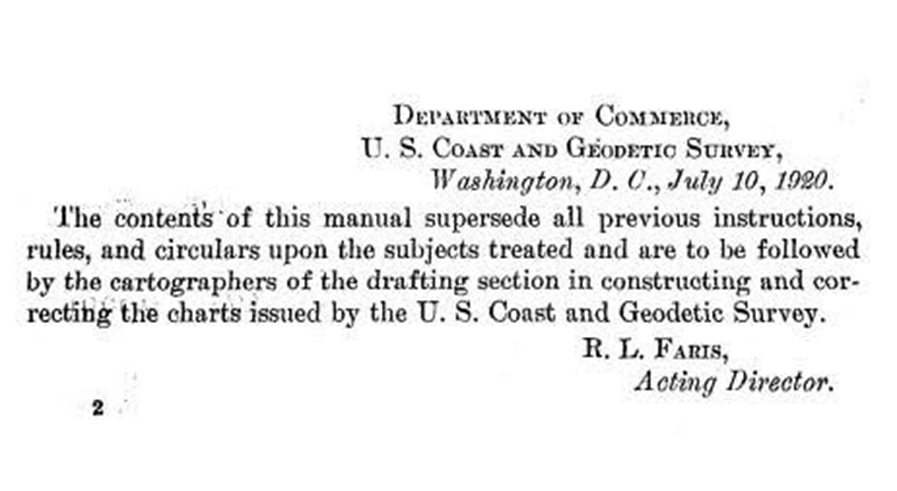 An Image showing descriptive text from the 1920 Nautical Chart Manual.