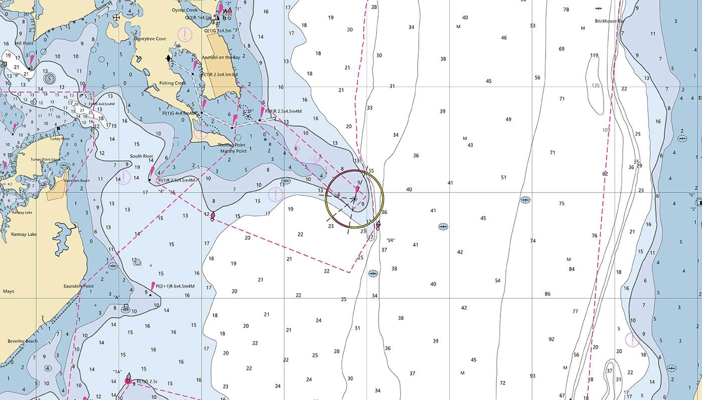 An image showing the output of the NOAA Custom Chart application with a chart covering the western side of the Chesapeake Bay.