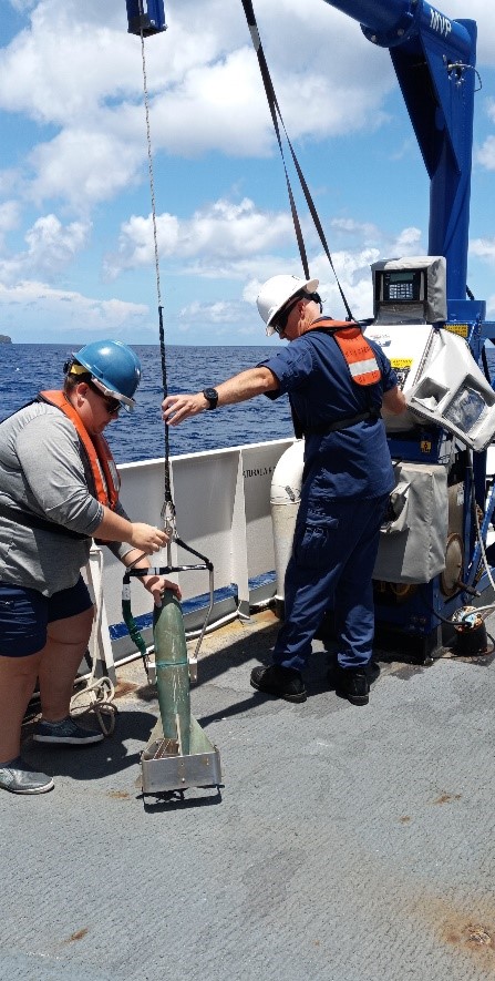 An image showing deployment of the moving vessel profiler.