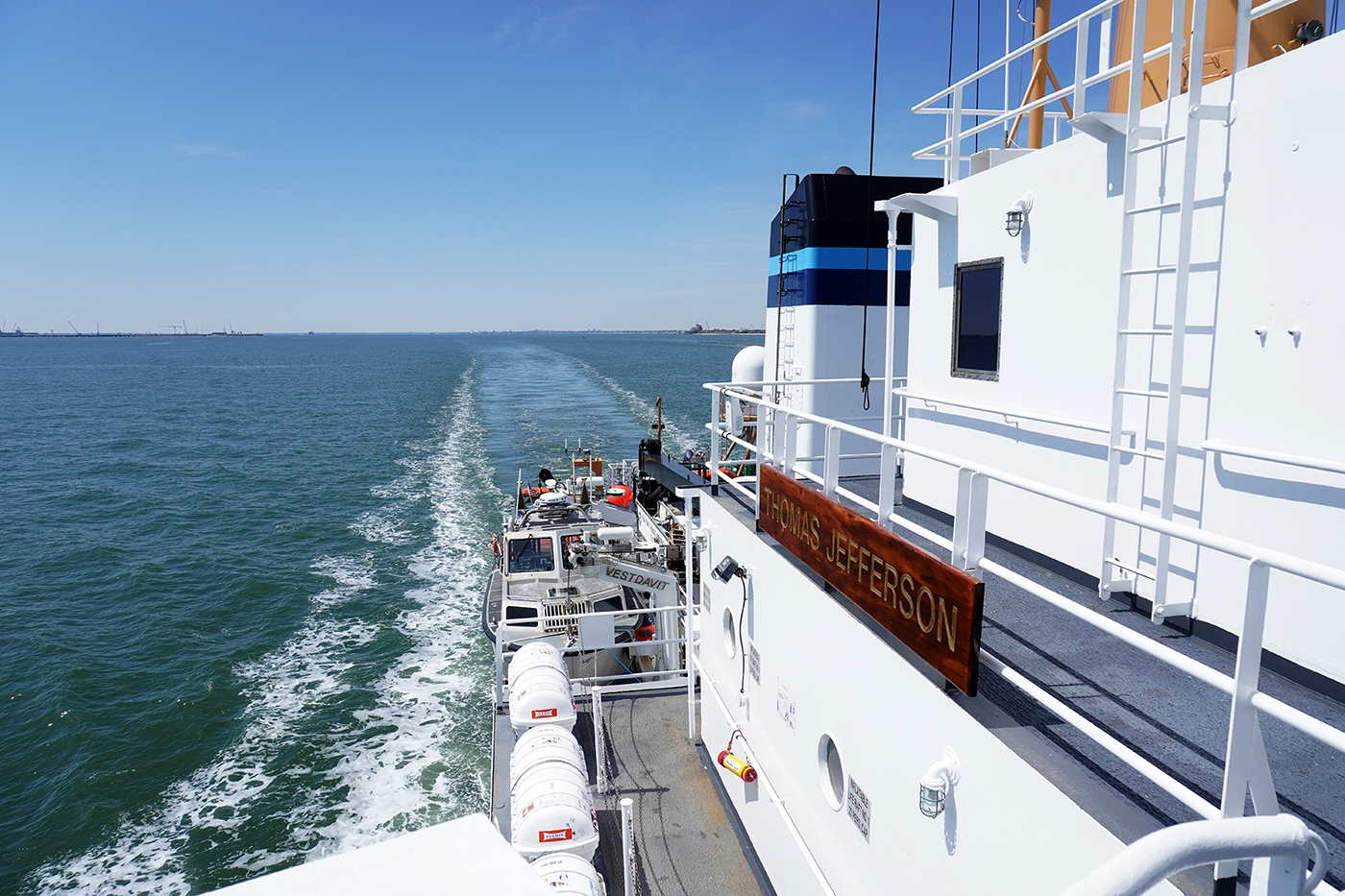 NOAA Ship Thomas Jefferson underway in the Chesapeake Bay performing pre-season testing.