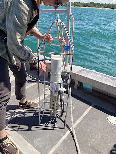 Preparing for conductivity, temperature and depth sensor measurements to apply the appropriate sound speed profile during the launch survey. 