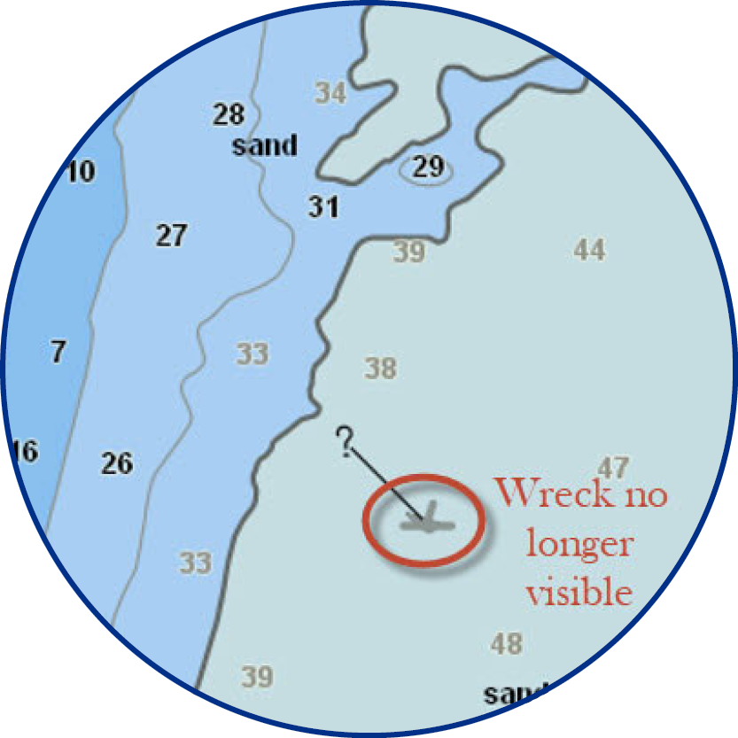 An image showing a hydrography example from an electronic navigational chart.