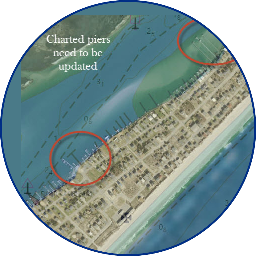 An image showing a shoreline update example from the electronic navigational chart viewer.