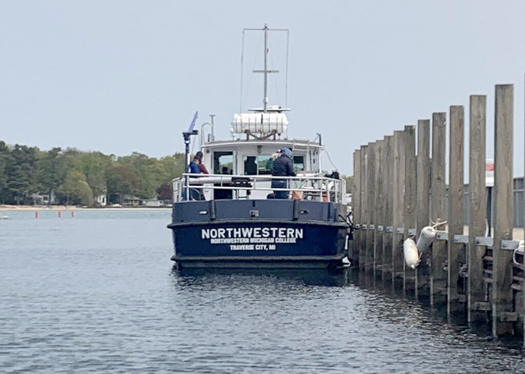 An image of the stern of Northwestern Michigan College's research vessel Northwestern.