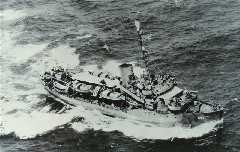 A photograph of USS Pathfinder (AGS-1) enroute to Okinawa.