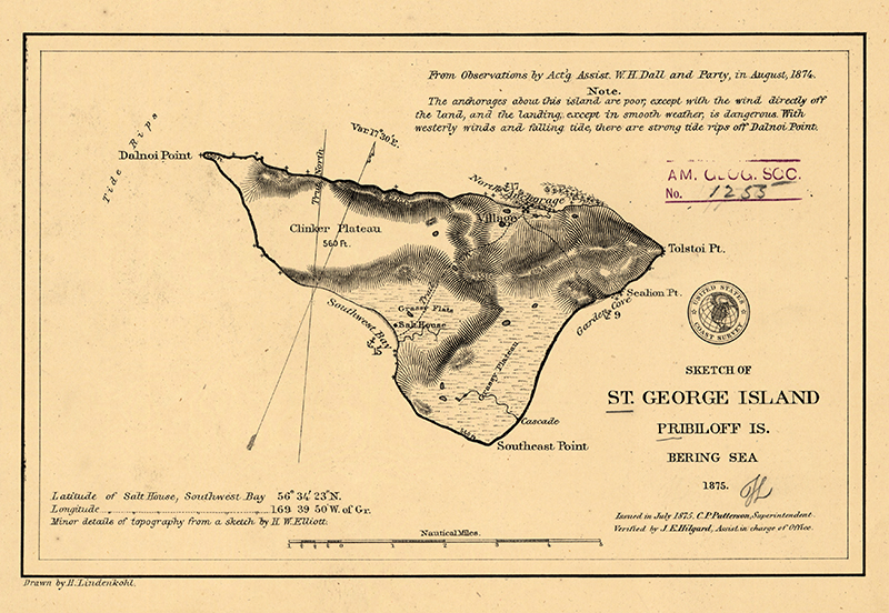An image of the nautical chart for St. George Island in 1897.