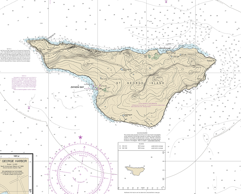 An image of the nautical chart for St. George Island in 2015.
