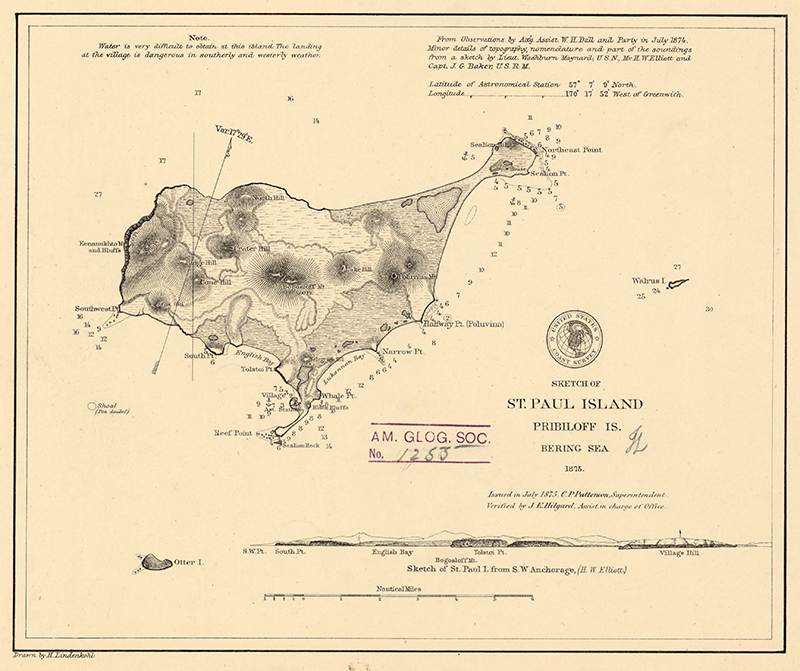 An image of the nautical chart for St. Paul Island in 1897.