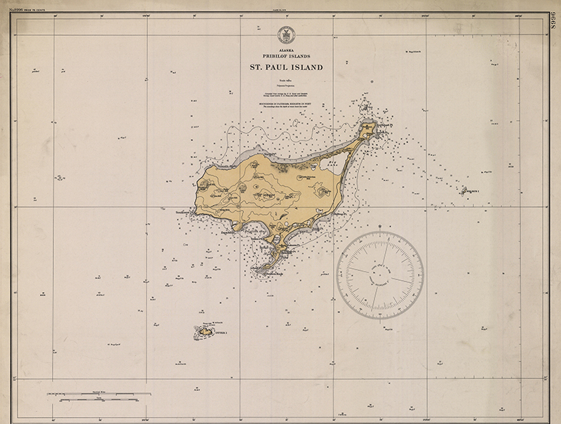 1934 nautical chart of the St. Paul Island.