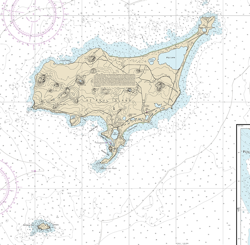 An image of the nautical chart for St. Paul Island in 2015.