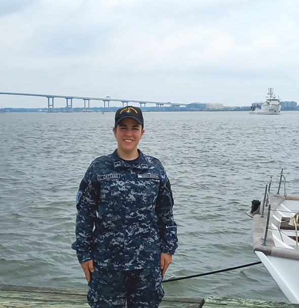 An image of Lt. Lucia Cattana getting ready to embark on a great adventure.