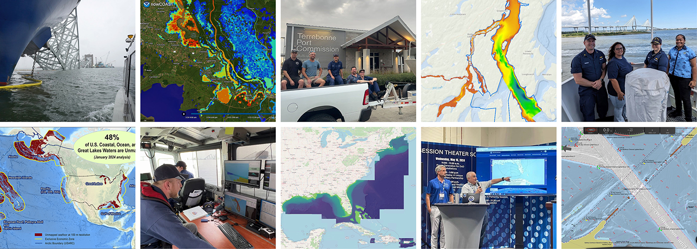 A group of images showing various activities undertaken by the Office of Coast Survey throughout the course of 2024.